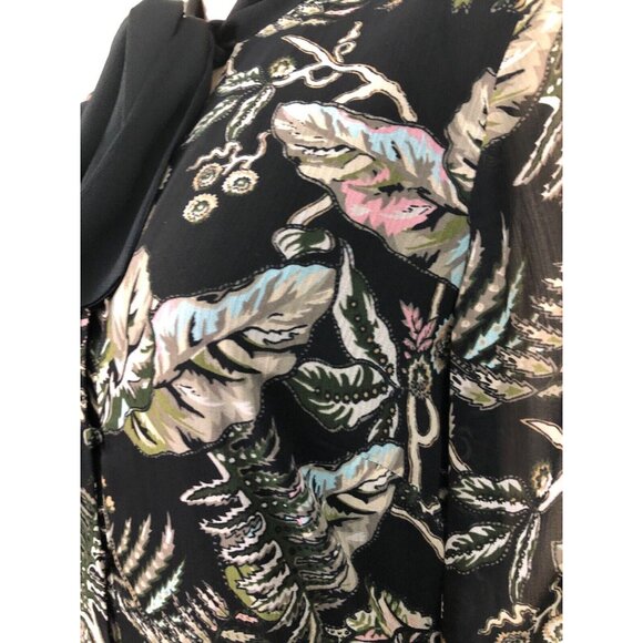 SOLD BANANA REPUBLIC Women Retro Button Up Flare Maxi Dress Floral High Tie Neck - Picture 8 of 12